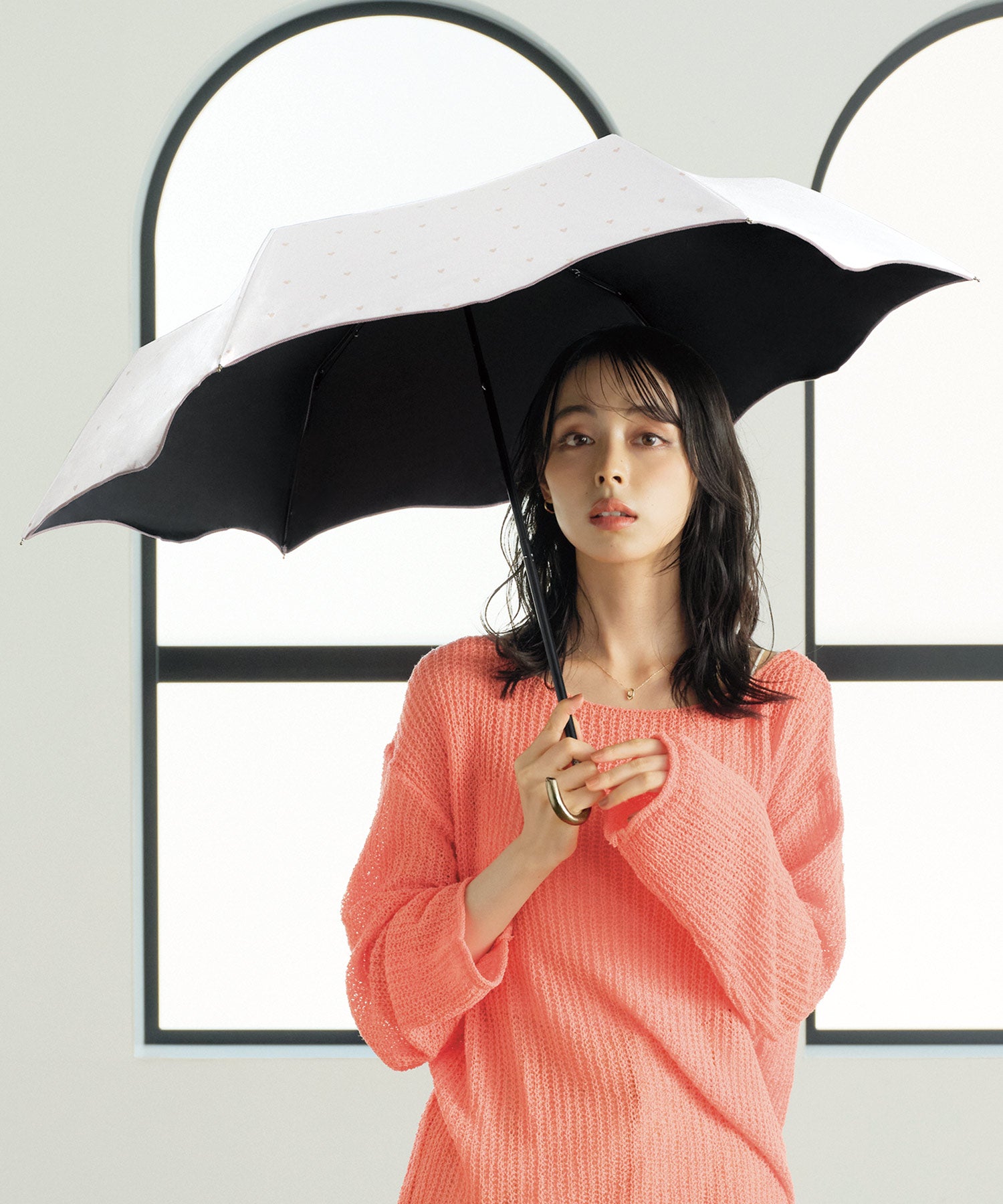 【Wpc.官方】日傘 遮光心形柔和迷你 輕量 完全遮光 遮熱 晴雨兩用 女士 折疊傘