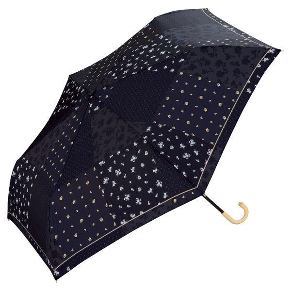 【Wpc.公式】雨傘 フローラルパッチワーク ミニ 軽量 晴雨兼用 傘 レディース 折りたたみ傘 (ネイビー) ネイビー