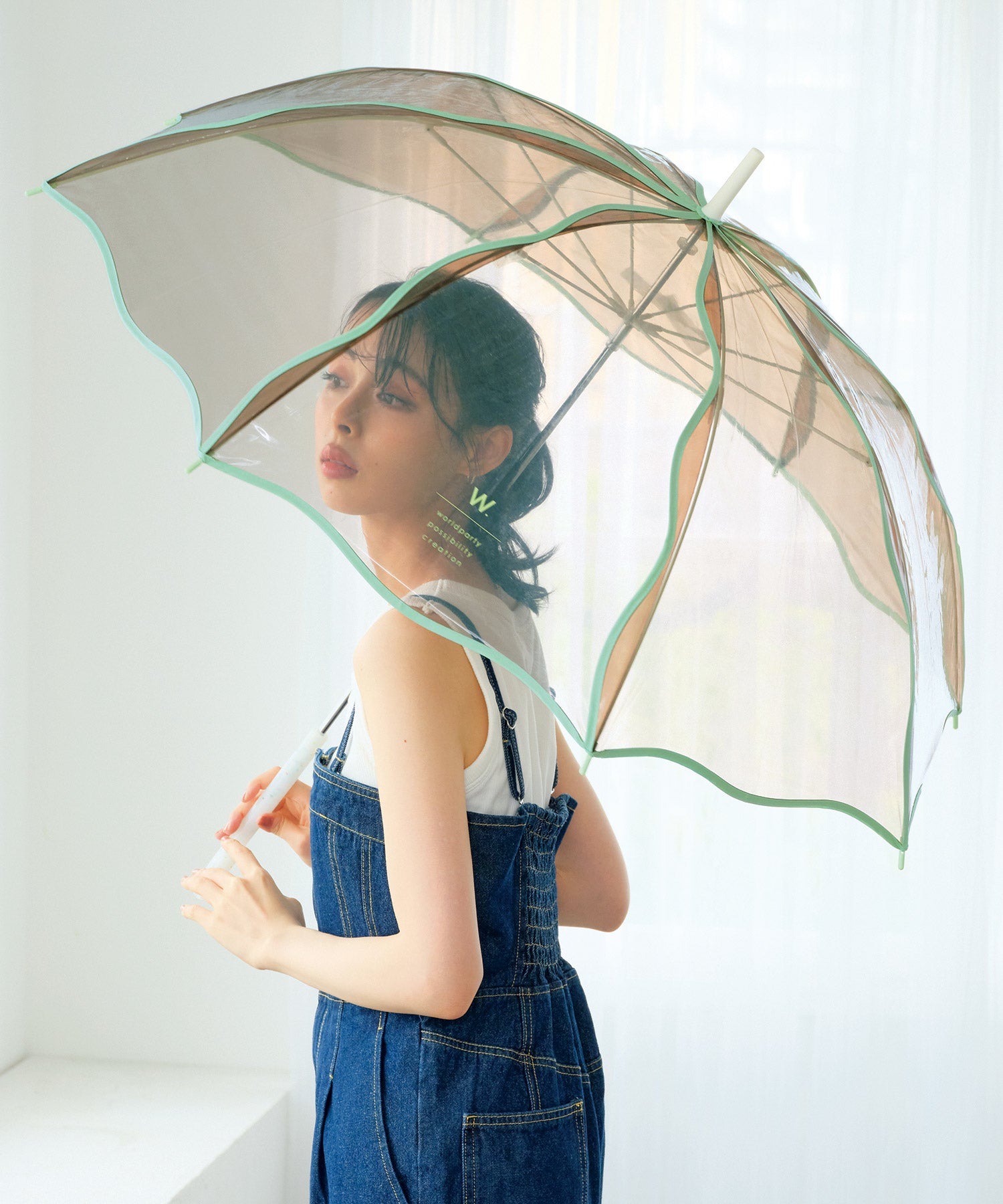 【Wpc.公式】ビニール傘 ウェービーアンブレラ 60cm 大きい 傘 レディース かわいい 長傘 (ブラウン) ブラウン