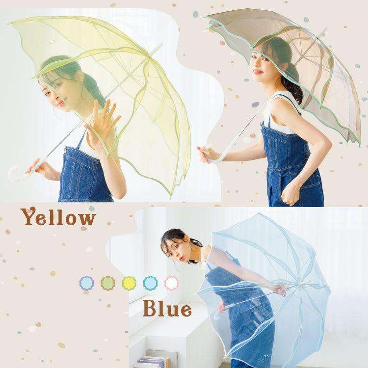 【Wpc.公式】ビニール傘 ウェービーアンブレラ 60cm 大きい 傘 レディース かわいい 長傘 (ブラウン) ブラウン