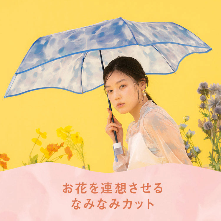 ダブリュピーシー Wpc. 【Wpc.公式】ビニール傘 フラワーベースアンブレラ ミニ 54cm 傘 レディース 雨傘 折りたたみ傘 折り畳み傘 折りたたみ 折り畳み (ブルー) ブルー