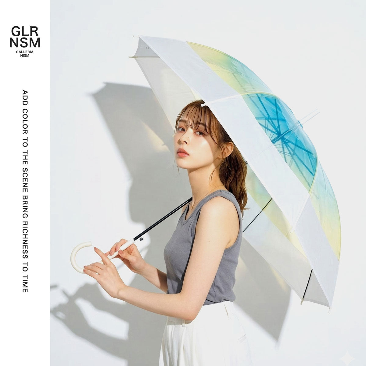 ダブリュピーシー Wpc. 傘 レディース 雨傘 ビニール ビニール傘 丈夫 軽い ブランド 長傘 かわいい おしゃれ きれい 大きめ ワンタッチ ジャンプ式 空色アンブレラ 切り継ぎグラデーション PT-087-001 (ブルー) ブルー