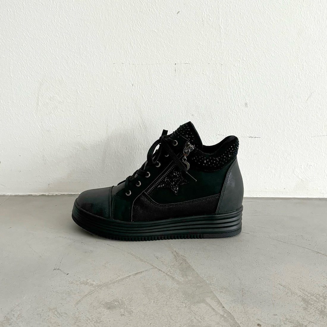 銀座華盛頓 WASHINGTON 星星圖案內增高厚底高筒運動鞋