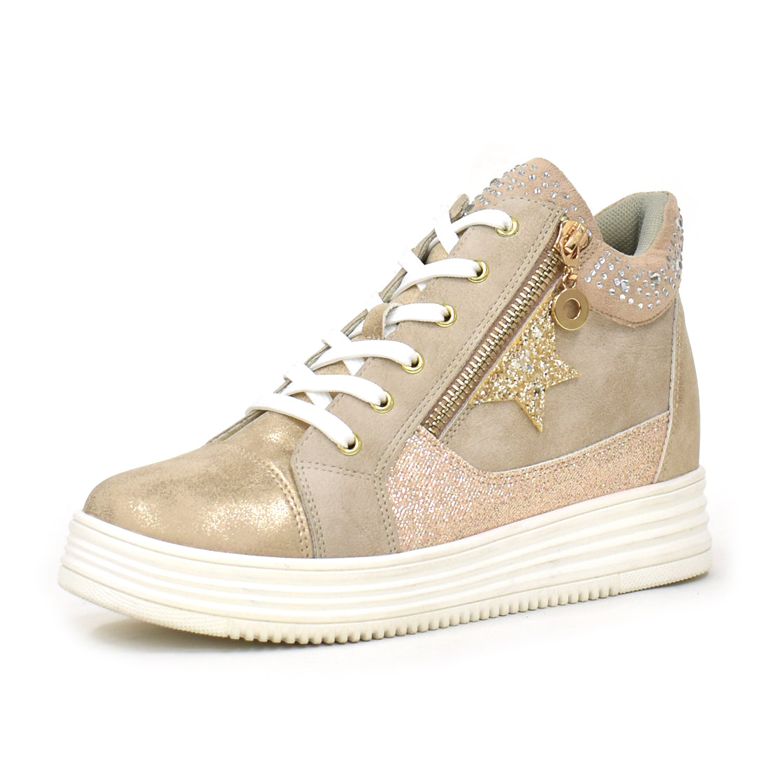 銀座華盛頓 WASHINGTON 星星圖案內增高厚底高筒運動鞋