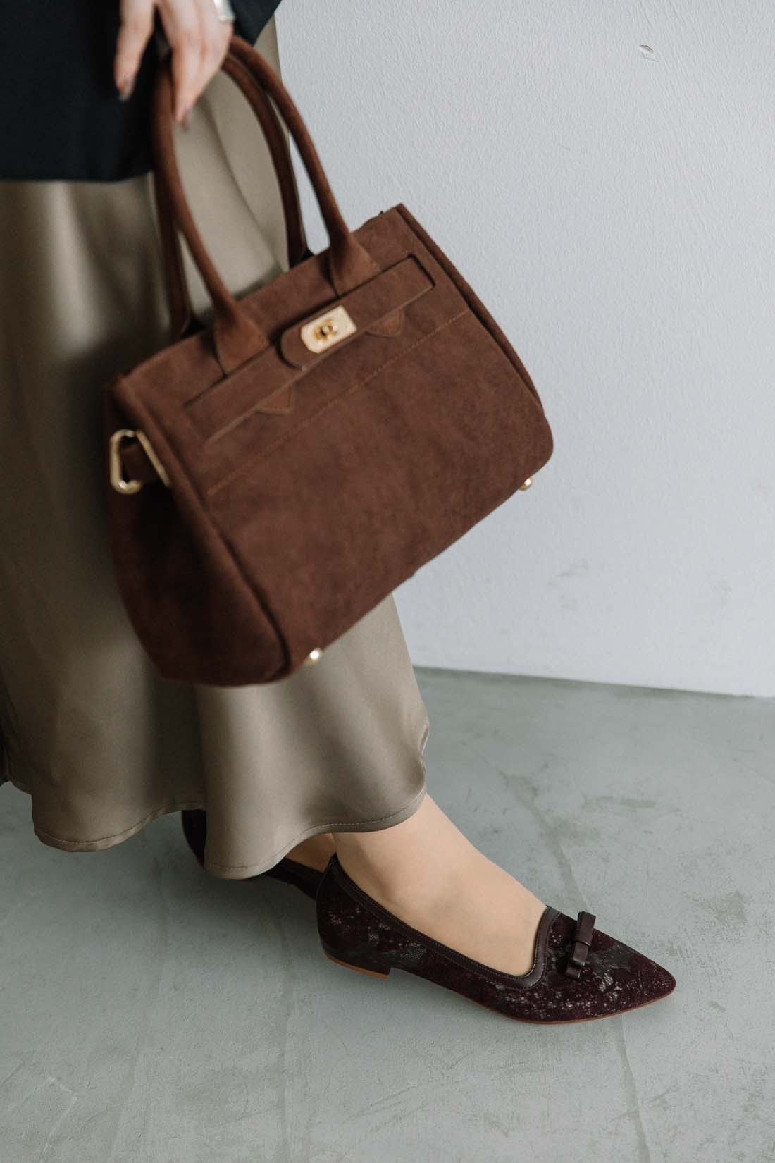 ギンザワシントン 銀座ワシントン WASHINGTON チュールオペラフラットシューズ (ボルドー) ボルドー