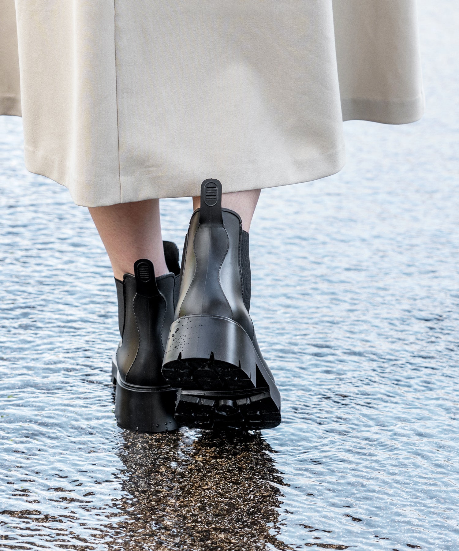 ウェレッグ welleg 完全防水 厚底 サイドゴア レインブーツ (6001ブラック) 6001ブラック