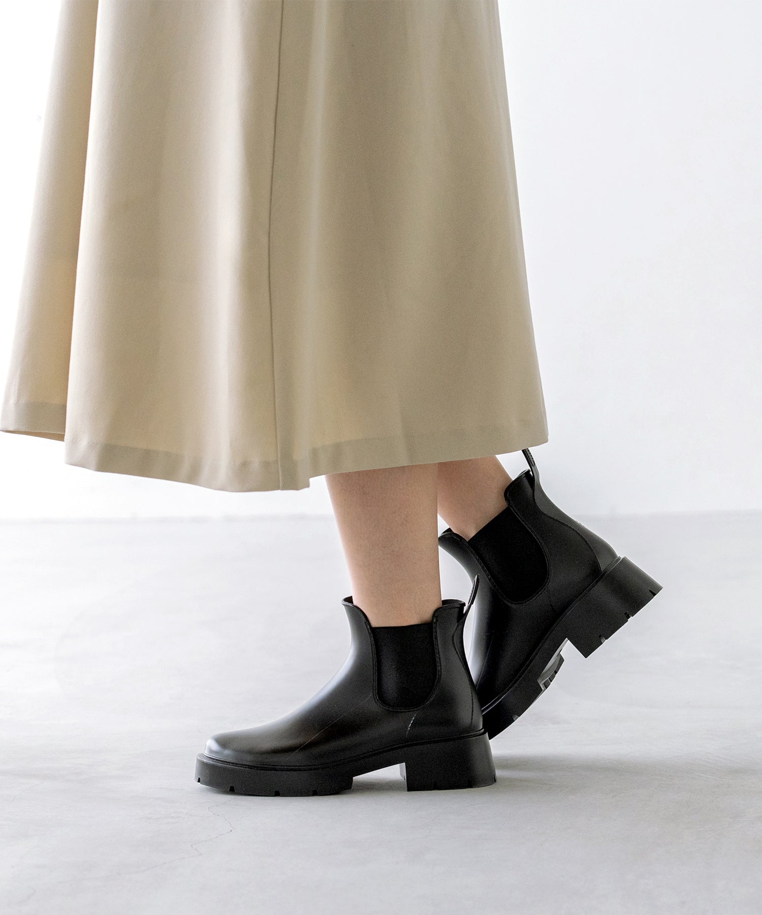 ウェレッグ welleg 完全防水 厚底 サイドゴア レインブーツ (6001ブラック) 6001ブラック