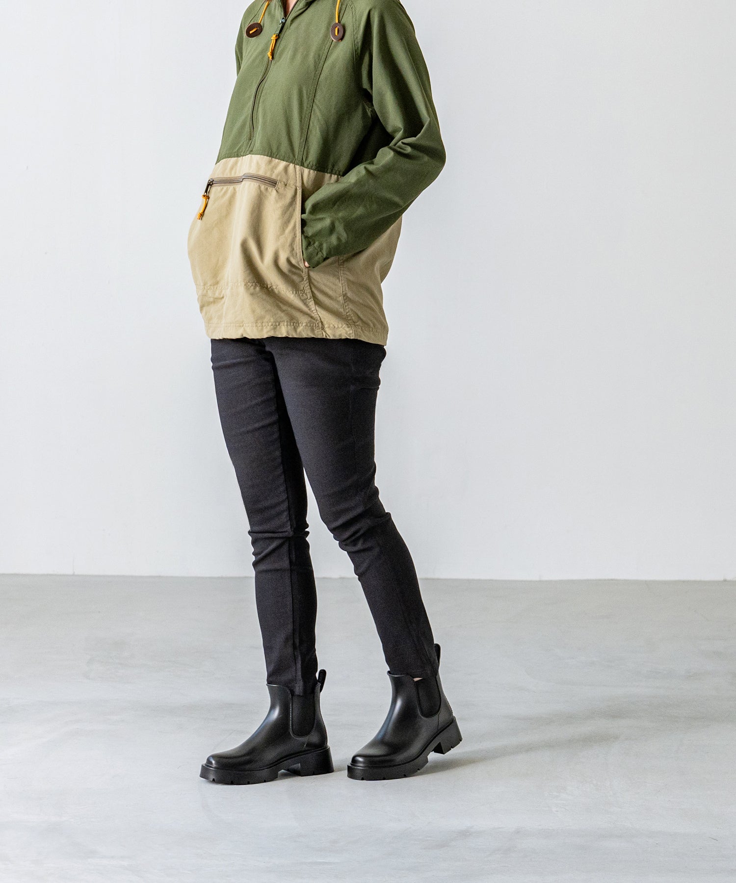 ウェレッグ welleg 完全防水 厚底 サイドゴア レインブーツ (6001ブラック) 6001ブラック