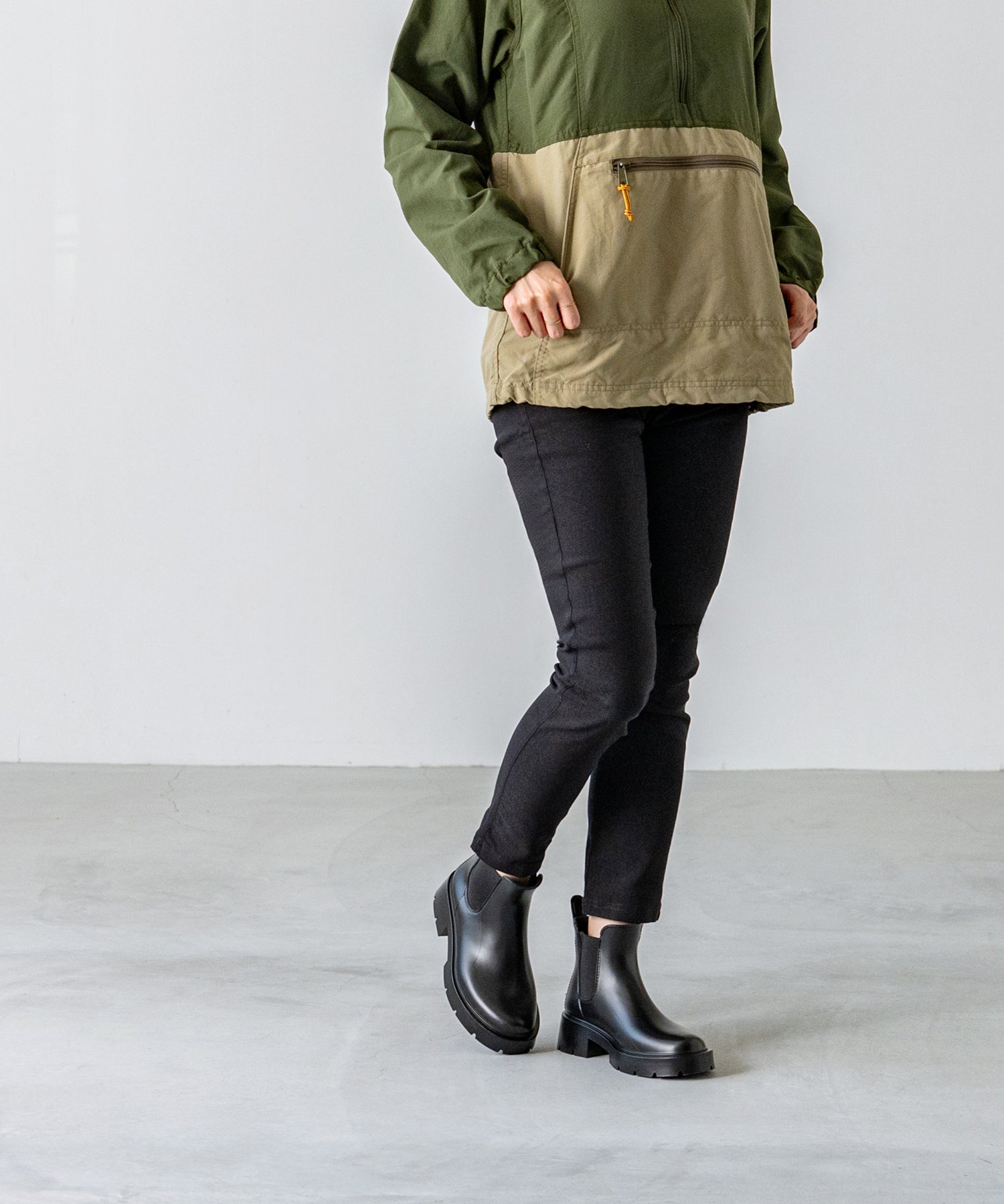 ウェレッグ welleg 完全防水 厚底 サイドゴア レインブーツ (6001ブラック) 6001ブラック