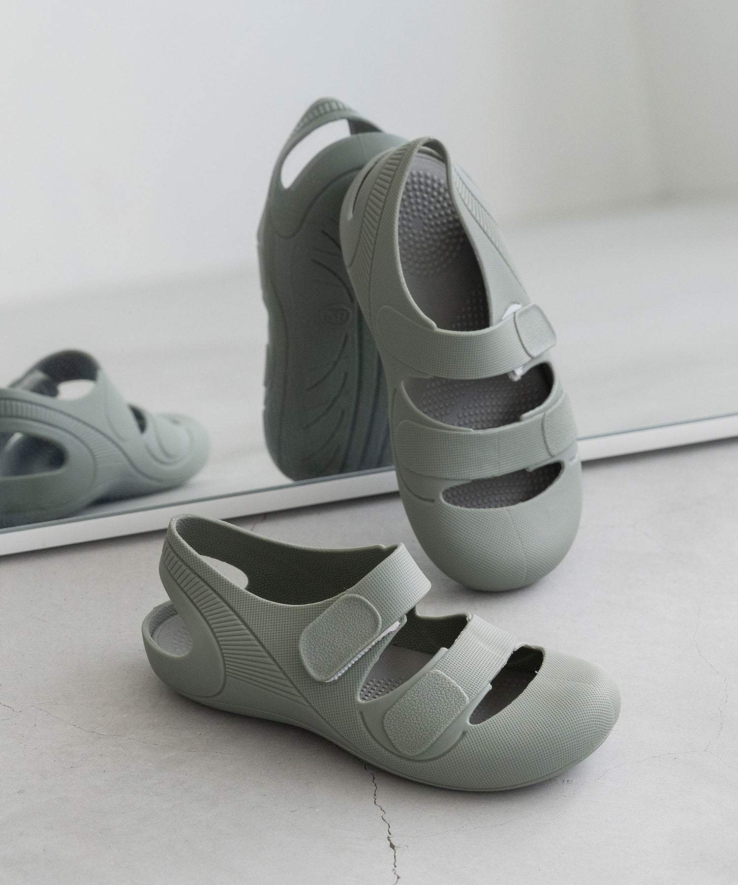 ウェレッグ セレクト welleg sellect キッズ ベビー ダブルベルト サンダル (6035グリーン) 6035グリーン