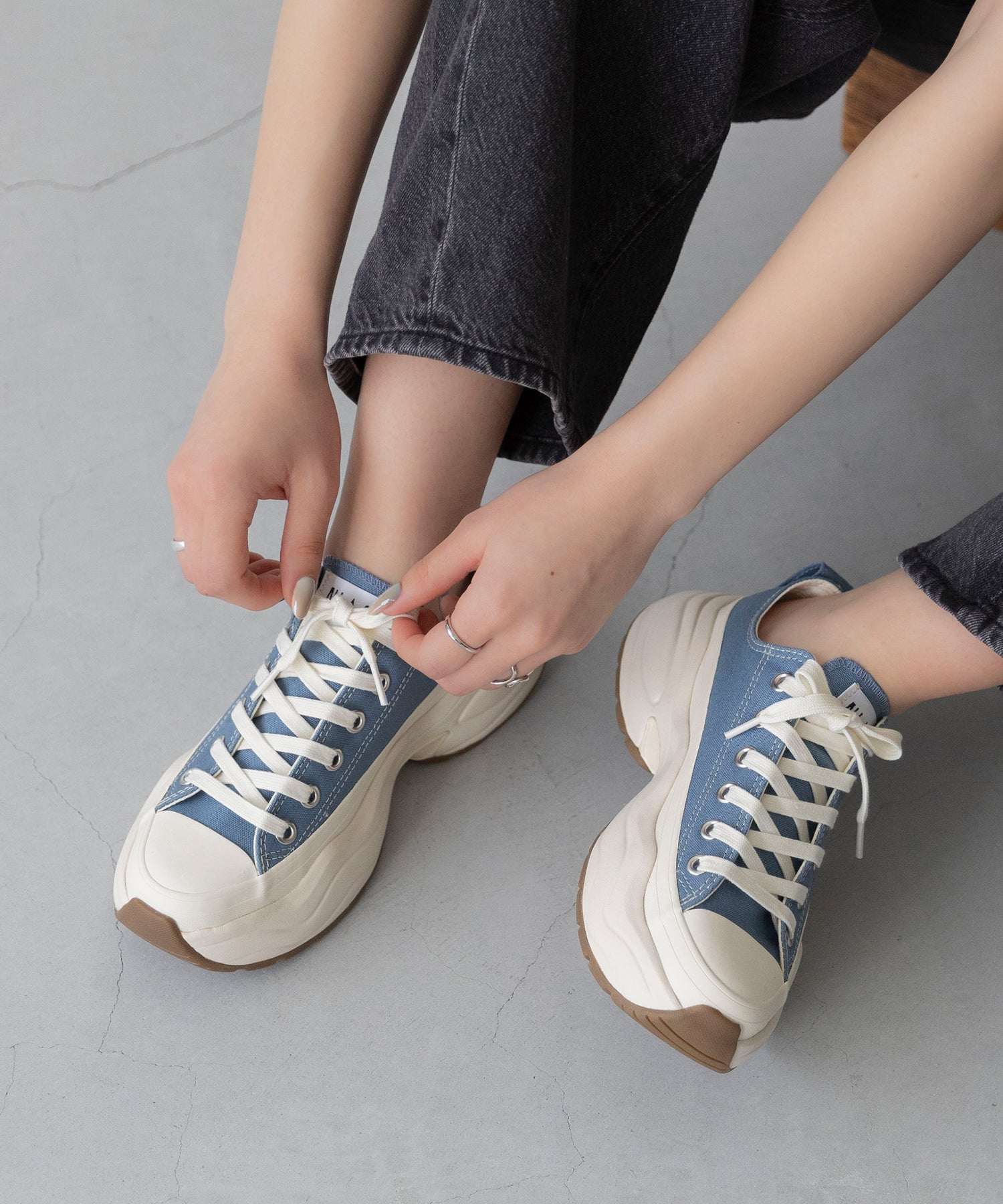 ウェレッグ セレクト welleg sellect オールスター 厚底 ローカットスニーカー (4072ストーンブルー/OX) 4072ストーンブルー/OX