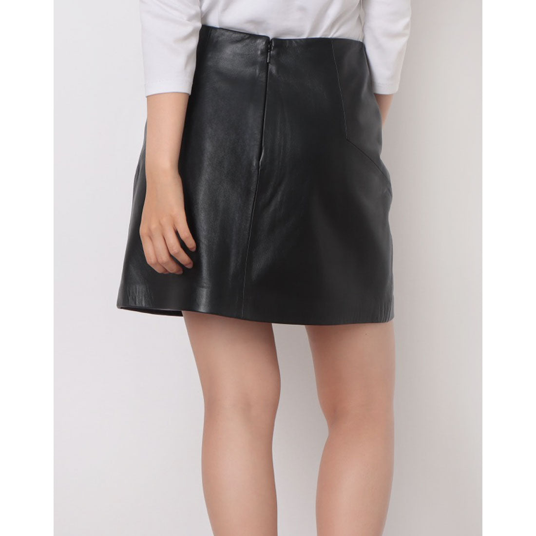 ウィッスルズ WHISTLES Leather A line Skirt (Black) Black