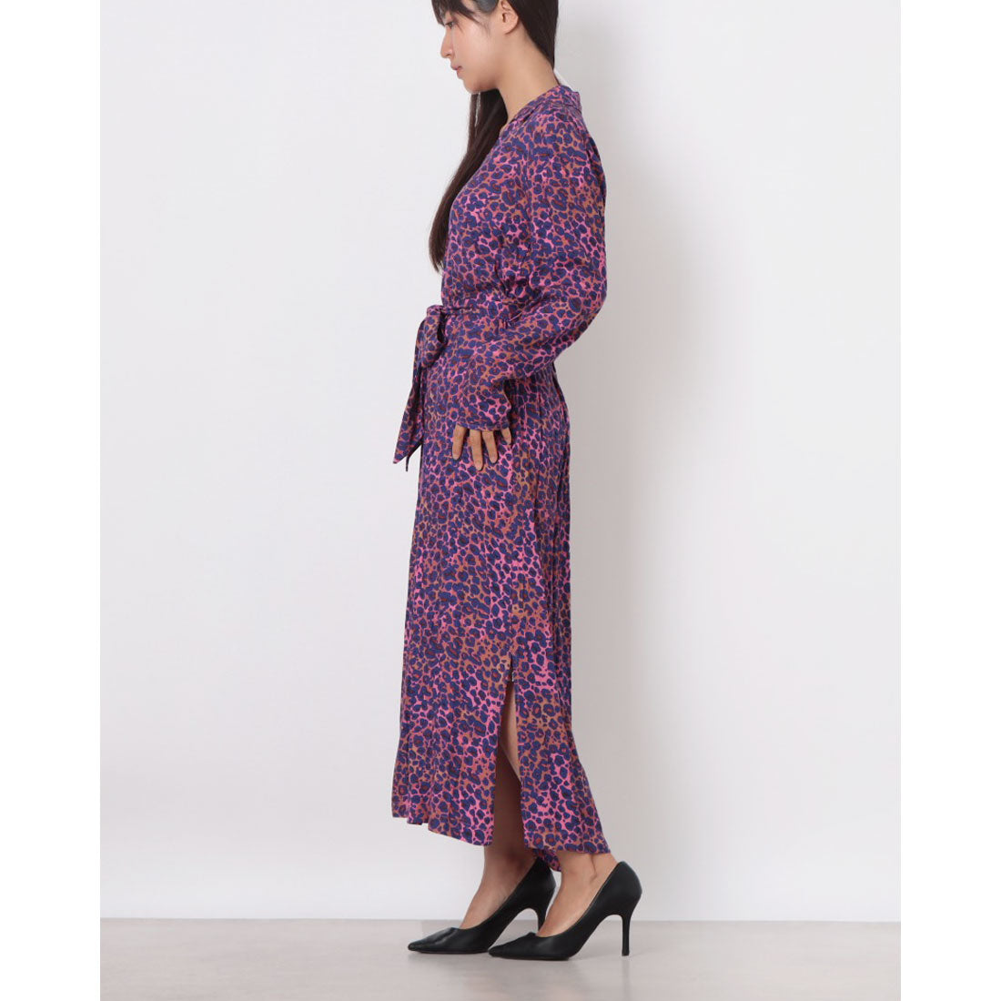 ウィッスルズ WHISTLES Mottled Leopard Midi Dress (Pink/Multi) Pink/Multi