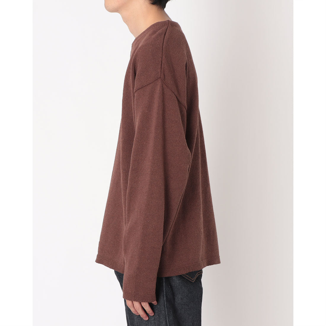 ホエーラー スポーツウェア WHALER SPORTSWEAR コットンニット セーター 無地 アメリカ製 ROUNDNECK SOLID KNIT ラウンドネックソリッドニット (ブラウン) ブラウン