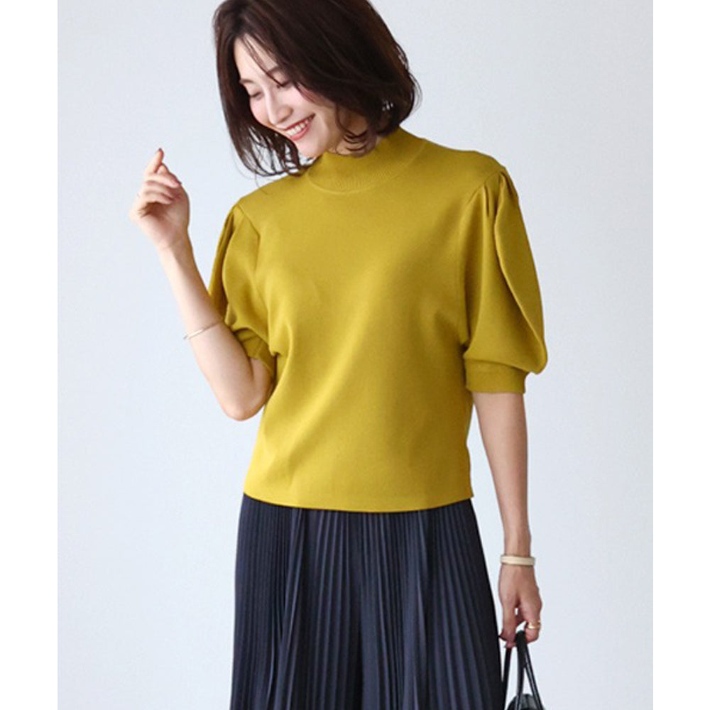 エーレスタイル Ehre style きれいめ派のマストアイテム程よい可愛さパフスリーブニット (マスタード) マスタード