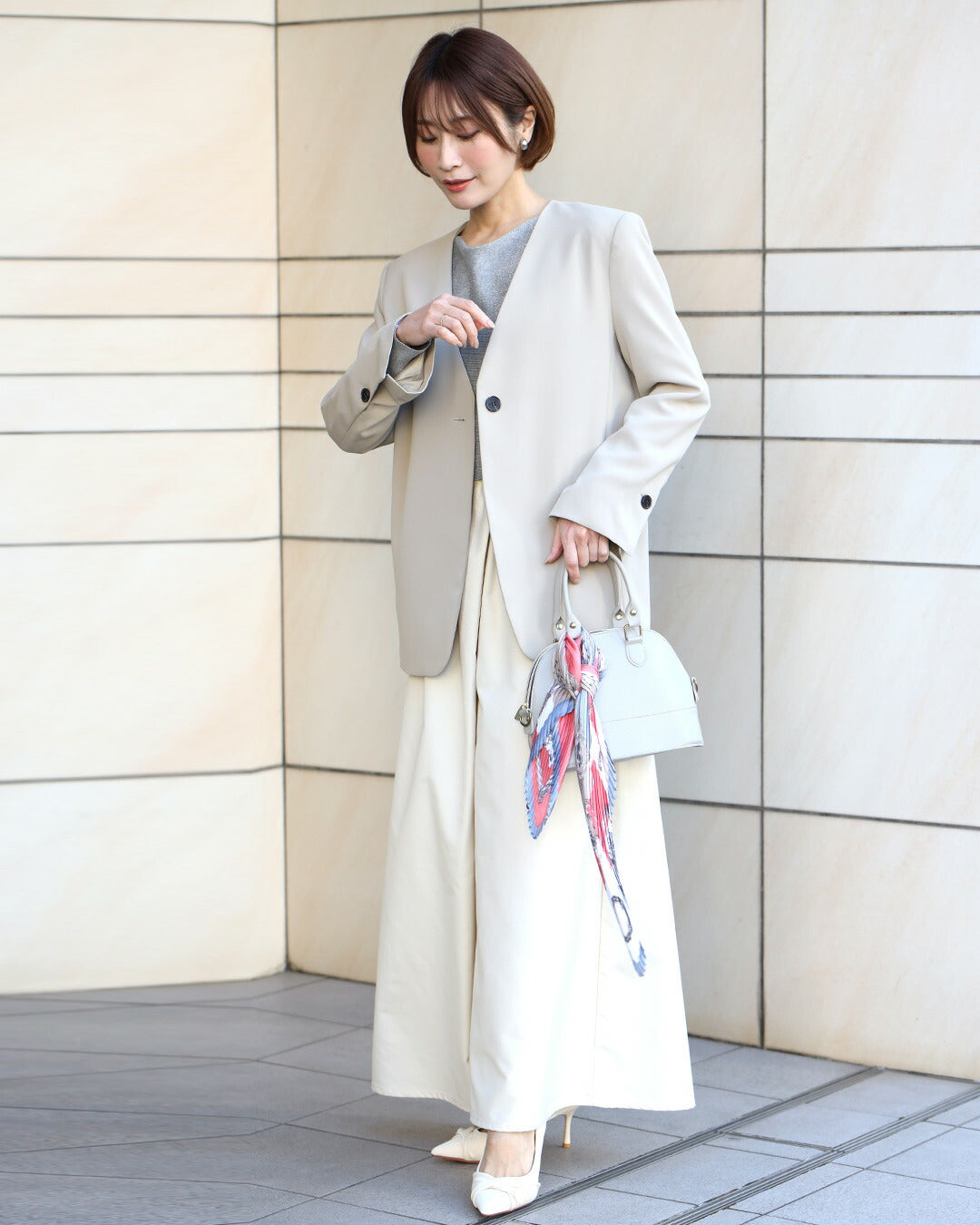 エーレスタイル Ehre style 斜めタックでぽっこりお腹隠し ラップ風ワイドパンツ