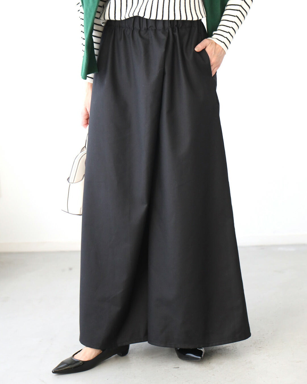 エーレスタイル Ehre style 斜めタックでぽっこりお腹隠し ラップ風ワイドパンツ