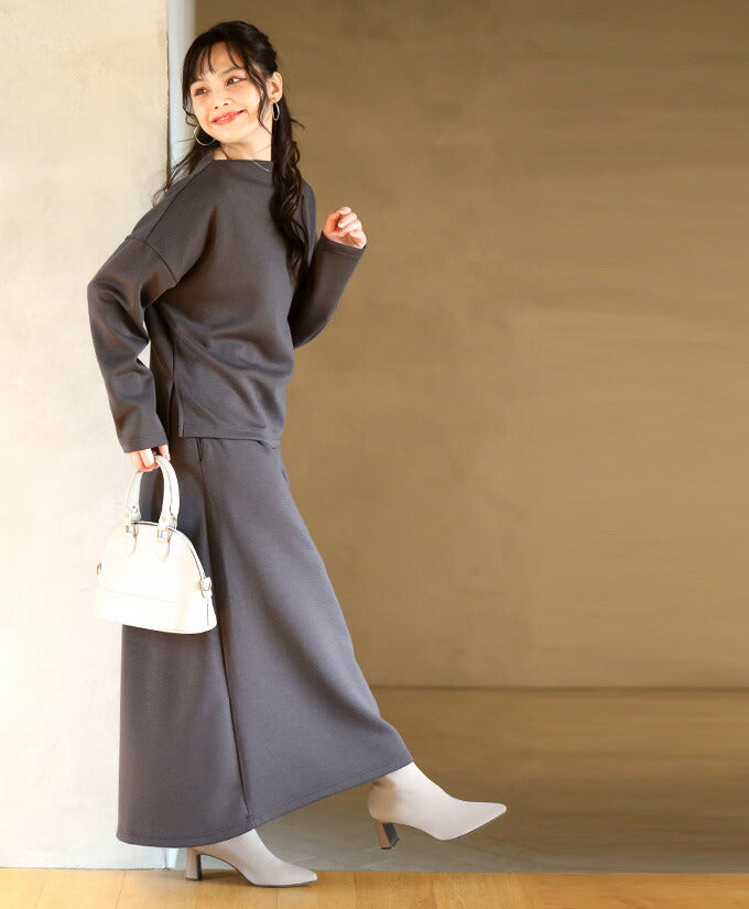 エーレスタイル Ehre style 旅行や長時間移動に◎疲れない旅楽セットスカートセットアップ(長袖) (チャコールグレー) チャコールグレー