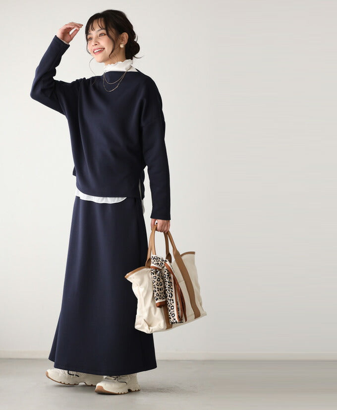 エーレスタイル Ehre style 旅行や長時間移動に◎疲れない旅楽セットスカートセットアップ(長袖) (チャコールグレー) チャコールグレー