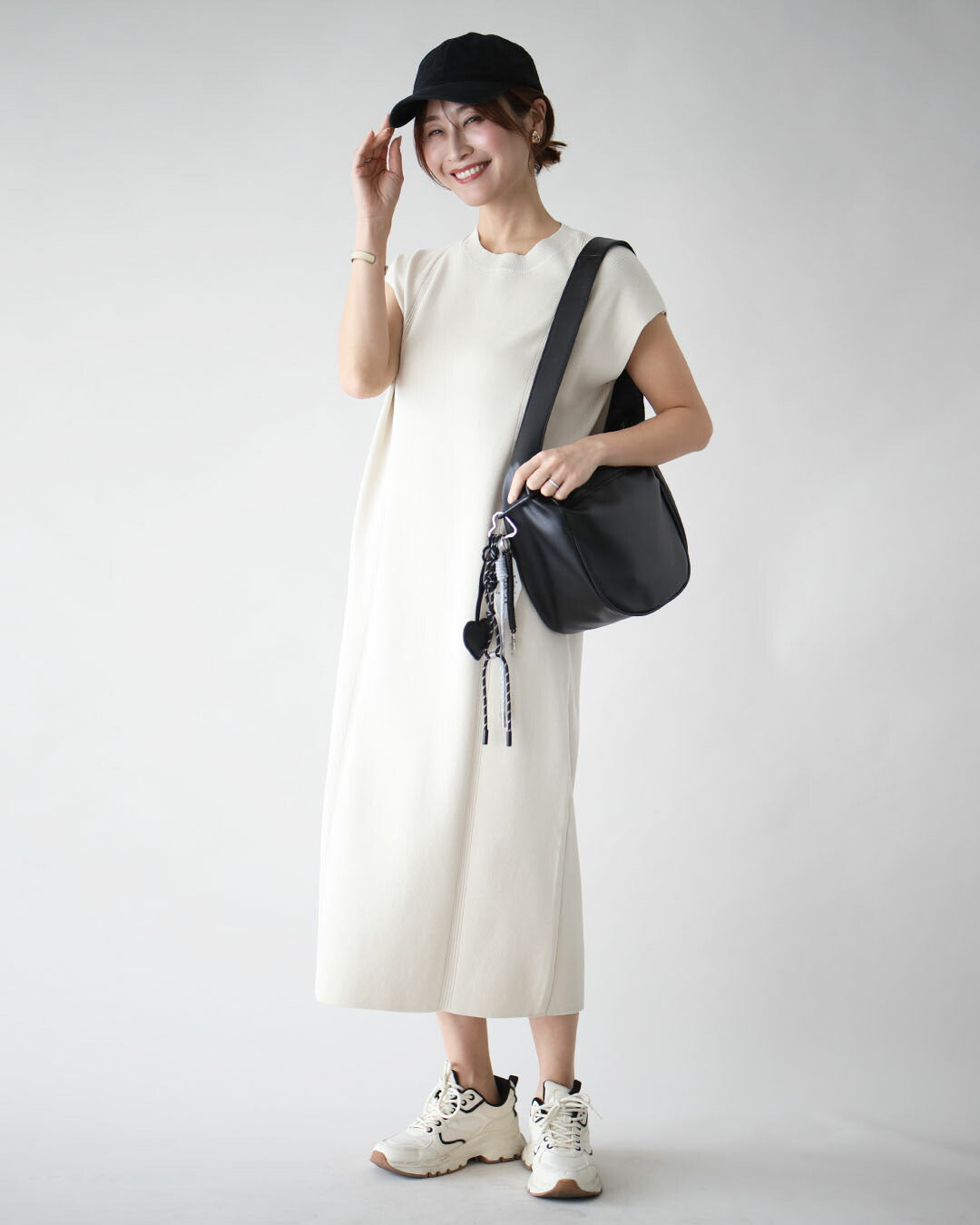 エーレスタイル Ehre style ONもOFFも助かる ワンピ×カーデ アンサンブルワンピース (ブラック) ブラック