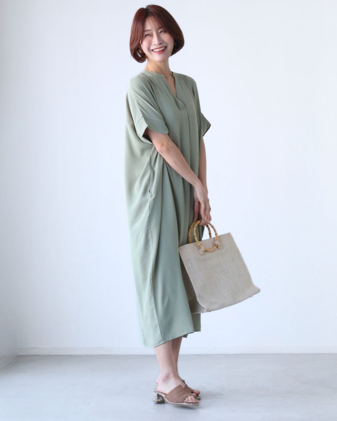 エーレスタイル Ehre style 体を包む涼しげライン楽ワンピース (ブラック) ブラック