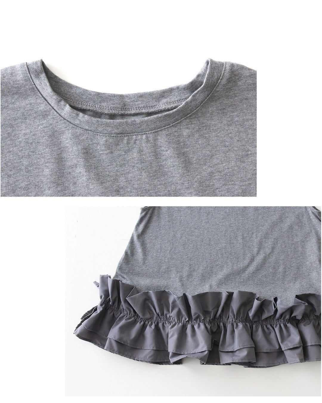 エーレスタイル Ehre style 新お仕事!上品な甘め系 裾フリルトップス (グレー) グレー