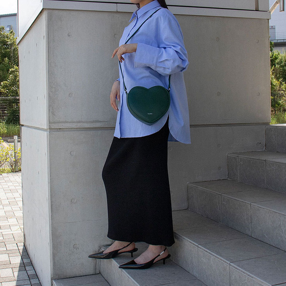 ヤーキ YAHKI ダブルフェイスハートショルダーバッツ (green) green