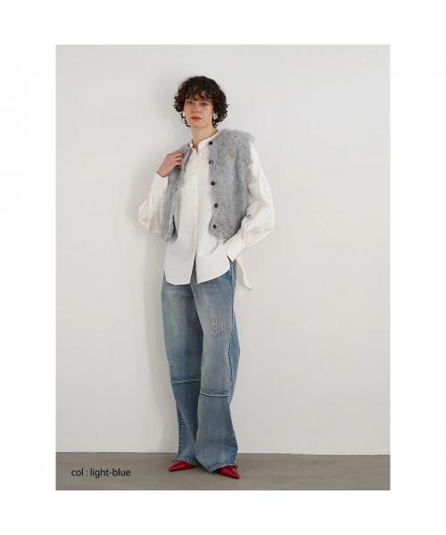 イエン YENN YENN デニムパンツ HIGH RISE TUCK WIDE PANTS Y222-31010 (L-BLUE/ライトブルー) L-BLUE/ライトブルー