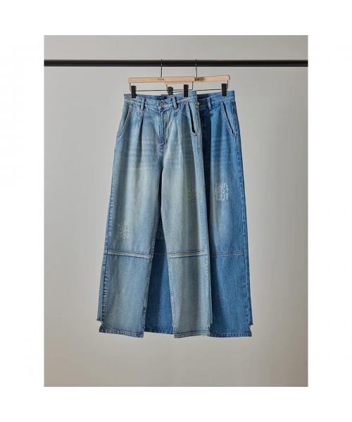 イエン YENN YENN デニムパンツ HIGH RISE TUCK WIDE PANTS Y222-31010 (L-BLUE/ライトブルー) L-BLUE/ライトブルー