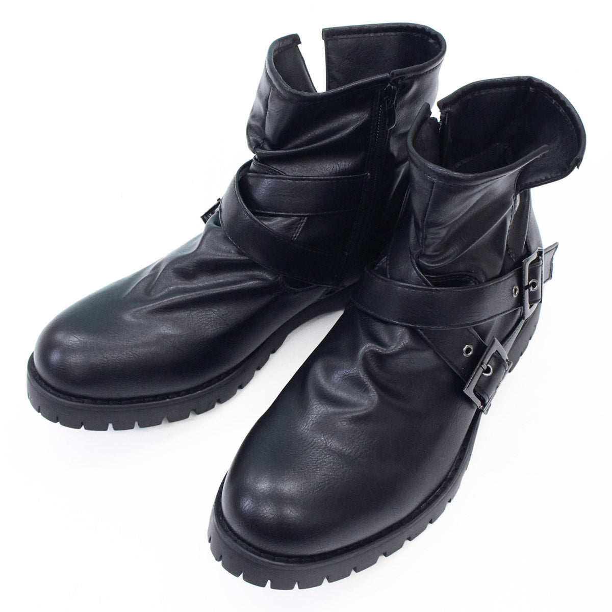 頂級主義 TopIsm 工程師靴 男士 短靴 交叉帶 側拉鍊 褶皺 鞋 秋冬