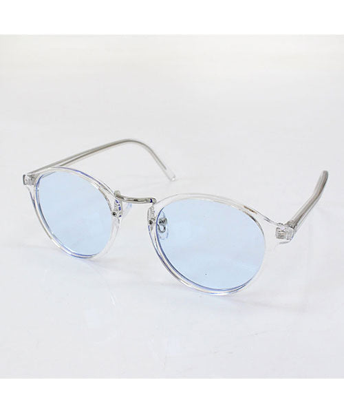 トップイズム TopIsm サングラス ボストンデザイン カラーレンズ クリアレンズ グラデーションレンズ メンズ レディース 男女兼用 伊達メガネ 眼鏡 メガネ UVカット 小物,14-クリアシルバー-ペールブルー