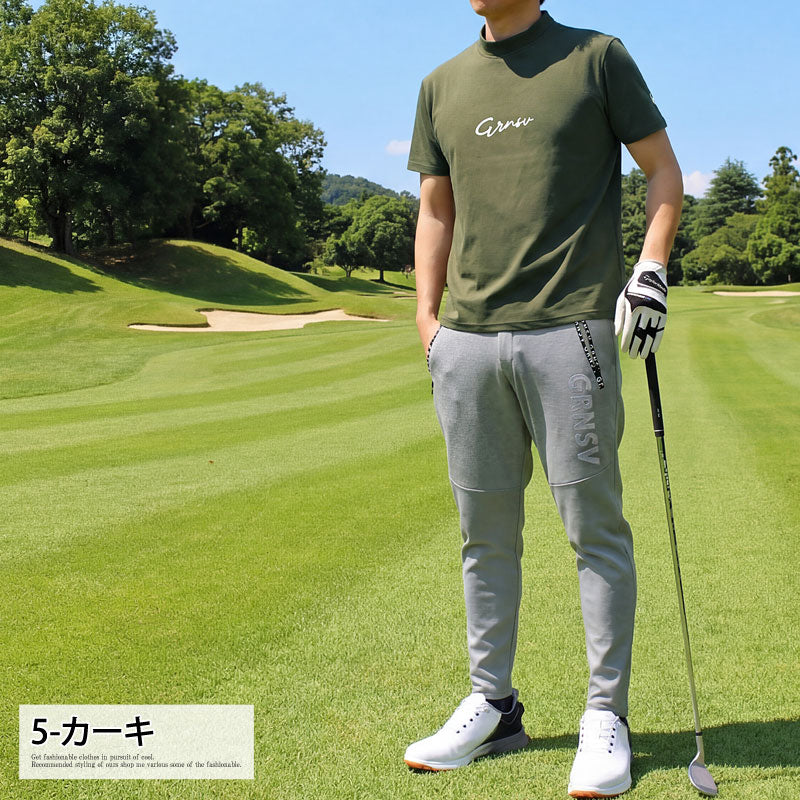 トップイズム TopIsm ゴルフウェア モックネックシャツ メンズ GIORNO SEVEN ジョルノセブン ハイネック ゴルフ 接触冷感 ストレッチ 半袖 ロゴ 筆記体 トップス ポロシャツ Tシャツ 無地 春夏 (4-ターコイズ) 4-ターコイズ