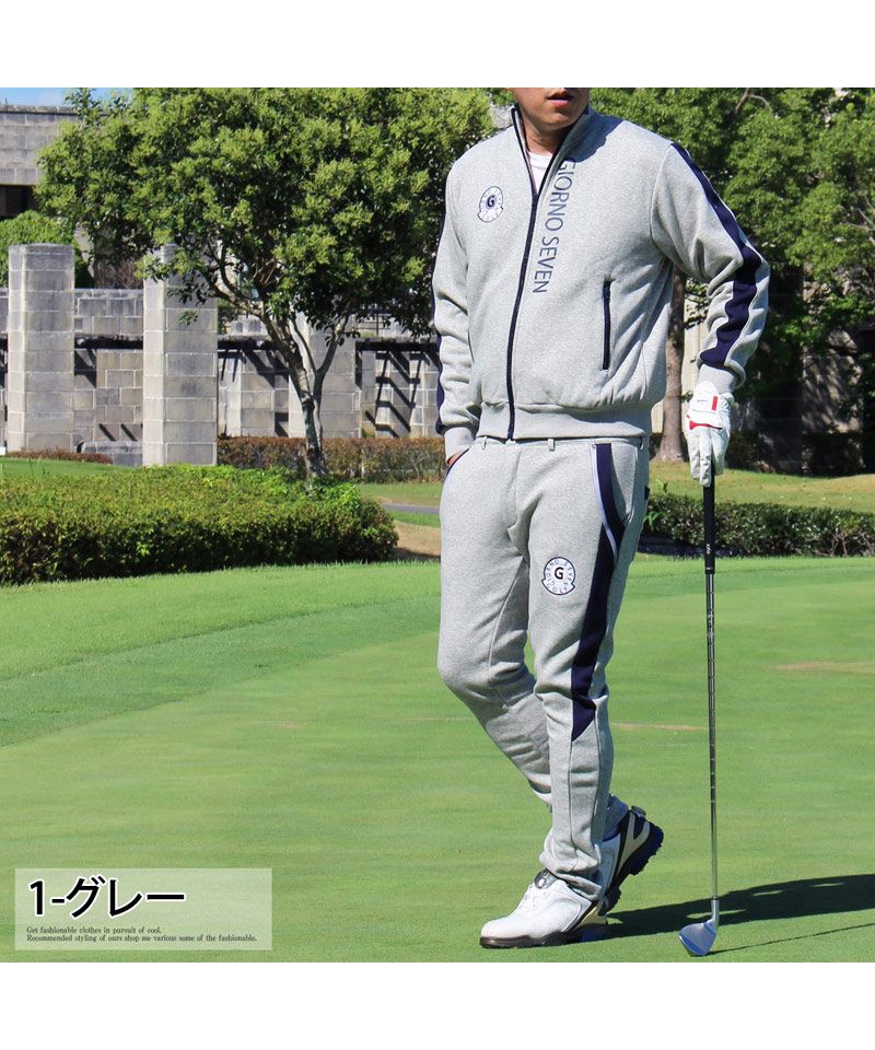 トップイズム TopIsm ゴルフウェア セットアップ 上下セット メンズ 暖かい裏起毛シャギーボアフリース GIORNO SEVEN ジョルノセブン ゴルフパンツ ジャケット ブルゾン (2-ネイビー) 2-ネイビー