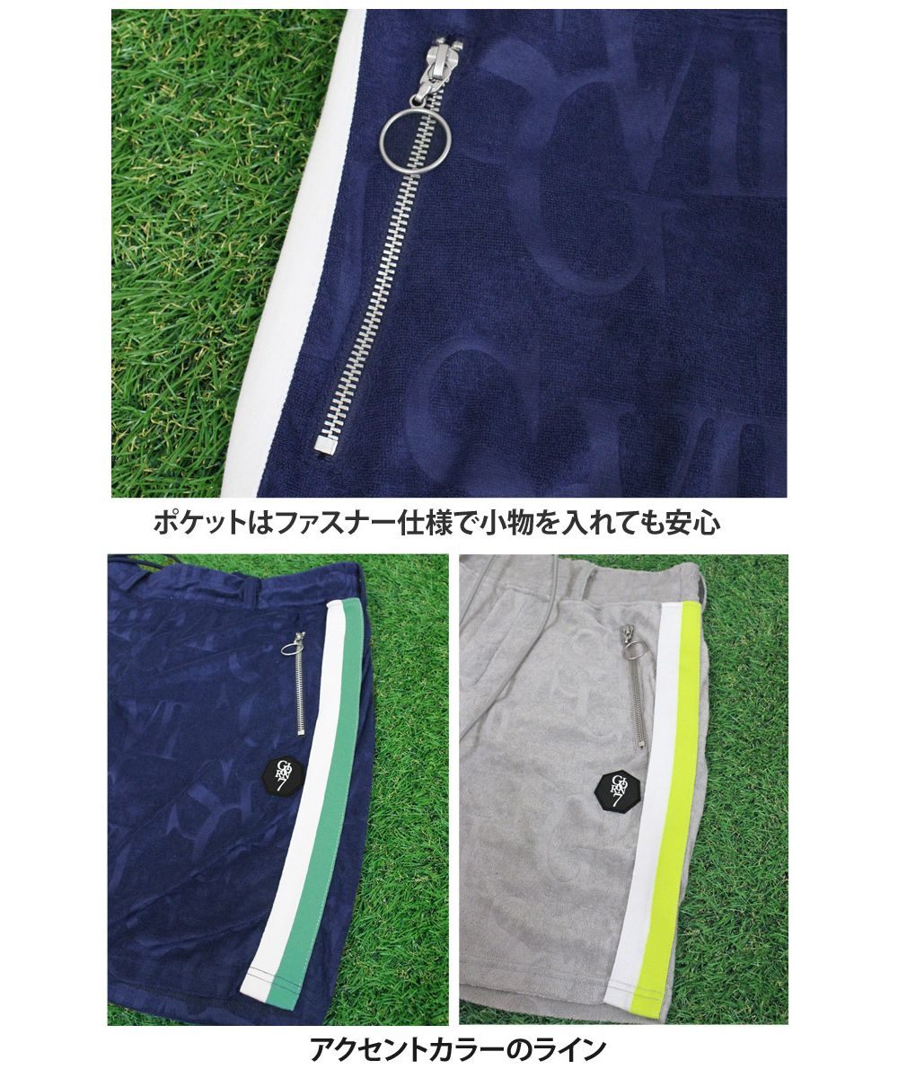 トップイズム TopIsm ゴルフウェア 上下セットアップ メンズ GIORNO SEVEN ジョルノセブン パイル型押し ポロシャツ ハーフパンツ ショートパンツ 半袖 春夏 (2-ネイビー) 2-ネイビー