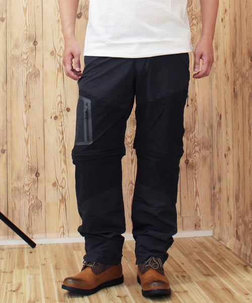 トップイズム TopIsm アウトドアパンツ メンズ 2WAY クライミングパンツ カーゴパンツ キャンプ 登山 ハイキング 撥水 アウトドアウェア 薄手 春夏 ハーフパンツ,1-ブラック