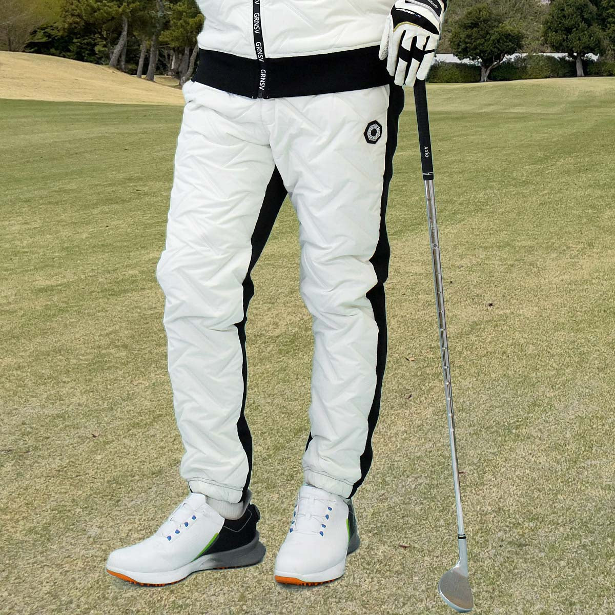 トップイズム TopIsm ゴルフパンツ ゴルフウェア メンズ GIORNO SEVEN ジョルノセブン ジョガーパンツ 中綿 秋冬 ボトムス 素材切替 おしゃれ ブランド (1-ホワイト) 1-ホワイト