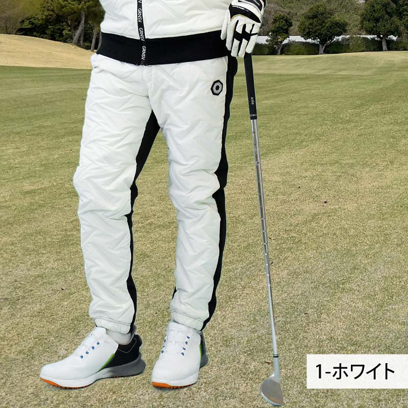 トップイズム TopIsm ゴルフパンツ ゴルフウェア メンズ GIORNO SEVEN ジョルノセブン ジョガーパンツ 中綿 秋冬 ボトムス 素材切替 おしゃれ ブランド (1-ホワイト) 1-ホワイト