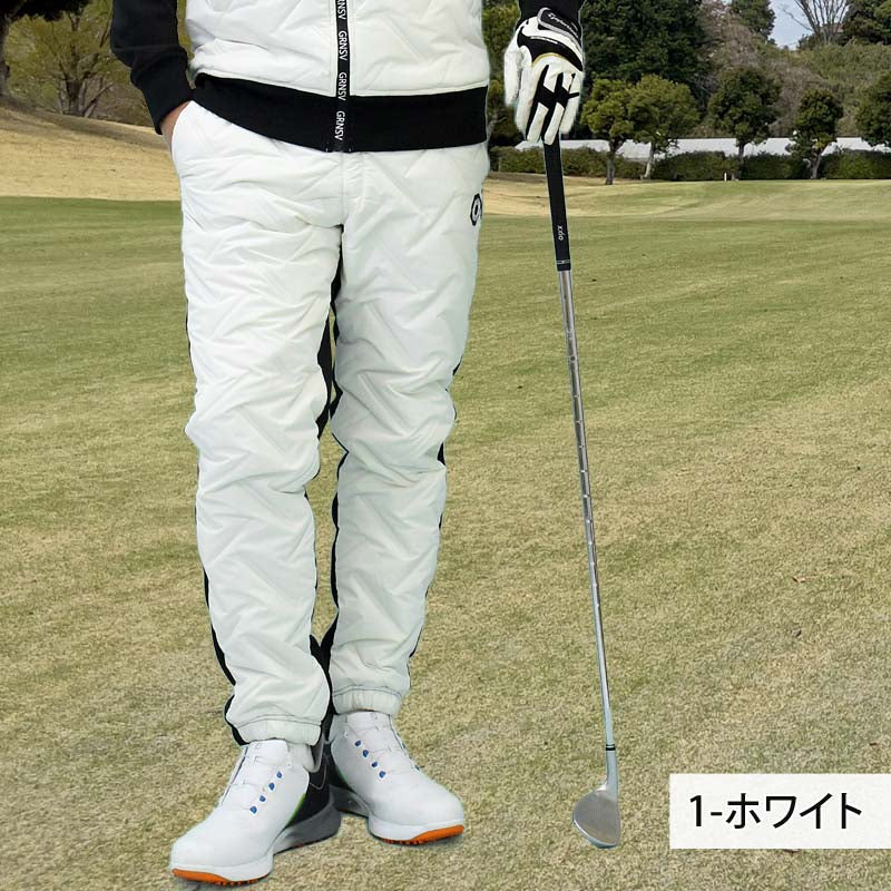 トップイズム TopIsm ゴルフパンツ ゴルフウェア メンズ GIORNO SEVEN ジョルノセブン ジョガーパンツ 中綿 秋冬 ボトムス 素材切替 おしゃれ ブランド (1-ホワイト) 1-ホワイト