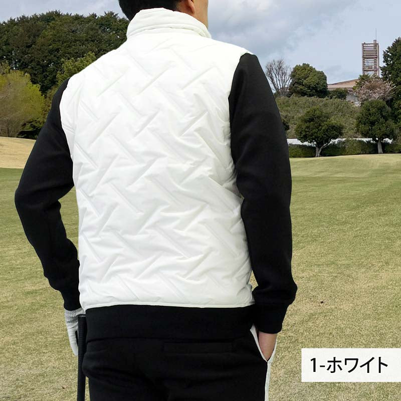 トップイズム TopIsm ゴルフ 中綿ジャケット メンズ ゴルフウェア GIORNO SEVEN ジョルノセブン 中綿 アウター ブルゾン ロゴ 素材切替 ジップアップ 秋冬 おしゃれ ブランド (1-ホワイト) 1-ホワイト