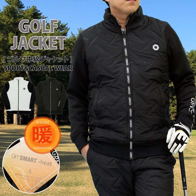 トップイズム TopIsm ゴルフ 中綿ジャケット メンズ ゴルフウェア GIORNO SEVEN ジョルノセブン 中綿 アウター ブルゾン ロゴ 素材切替 ジップアップ 秋冬 おしゃれ ブランド (1-ホワイト) 1-ホワイト