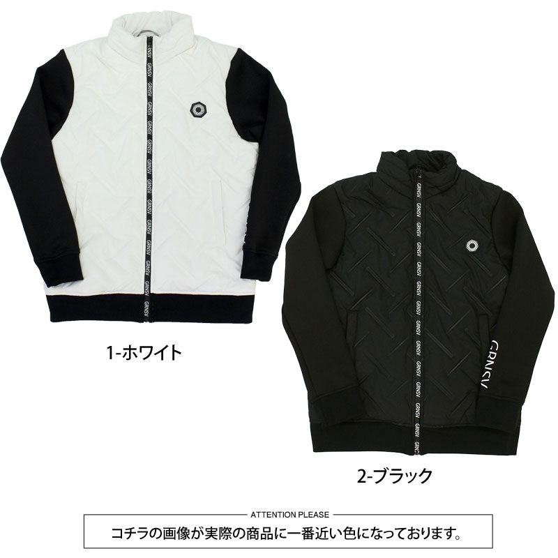 トップイズム TopIsm ゴルフ 中綿ジャケット メンズ ゴルフウェア GIORNO SEVEN ジョルノセブン 中綿 アウター ブルゾン ロゴ 素材切替 ジップアップ 秋冬 おしゃれ ブランド (1-ホワイト) 1-ホワイト