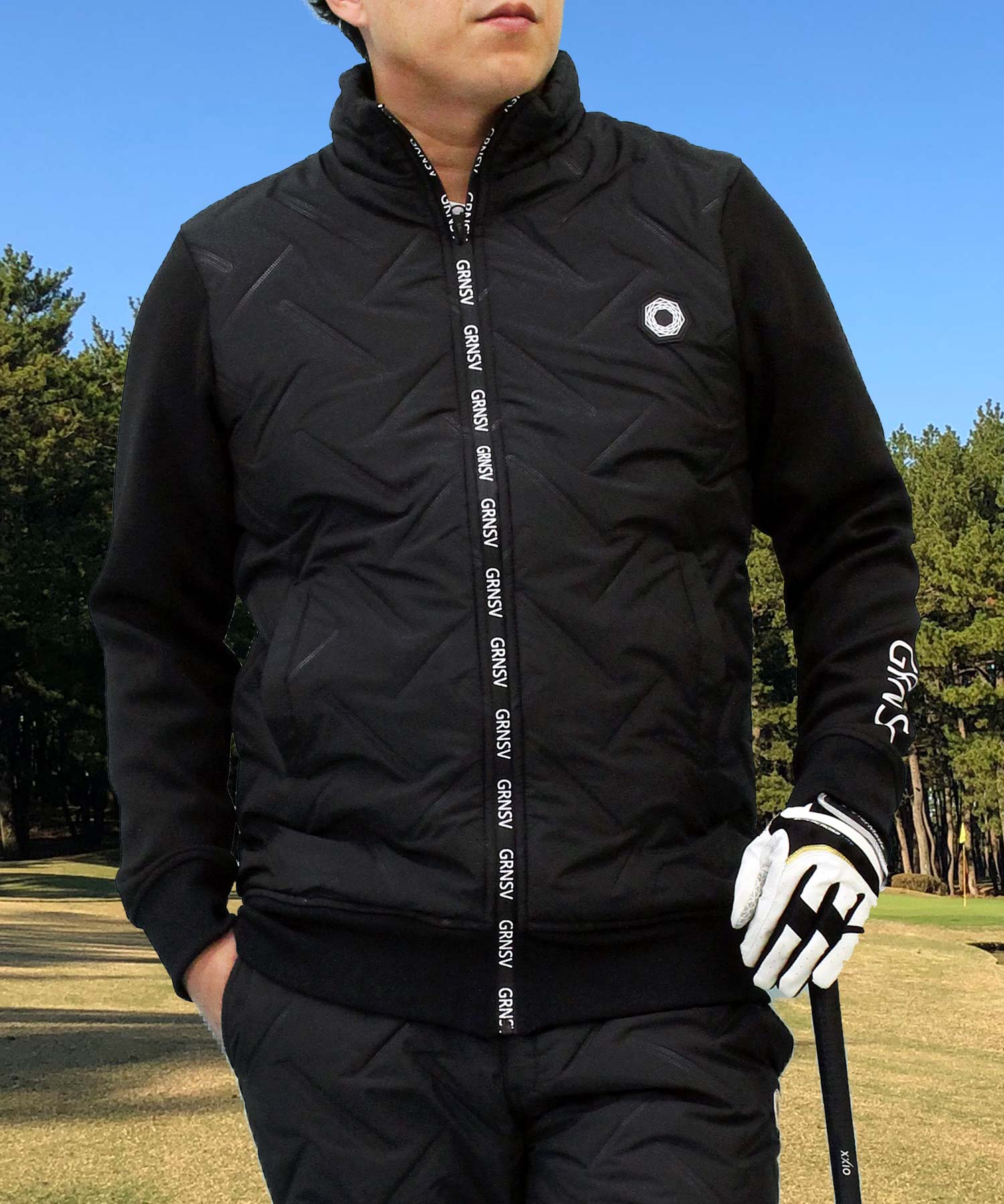 トップイズム TopIsm ゴルフ 中綿ジャケット メンズ ゴルフウェア GIORNO SEVEN ジョルノセブン 中綿 アウター ブルゾン ロゴ 素材切替 ジップアップ 秋冬 おしゃれ ブランド (2-ブラック) 2-ブラック