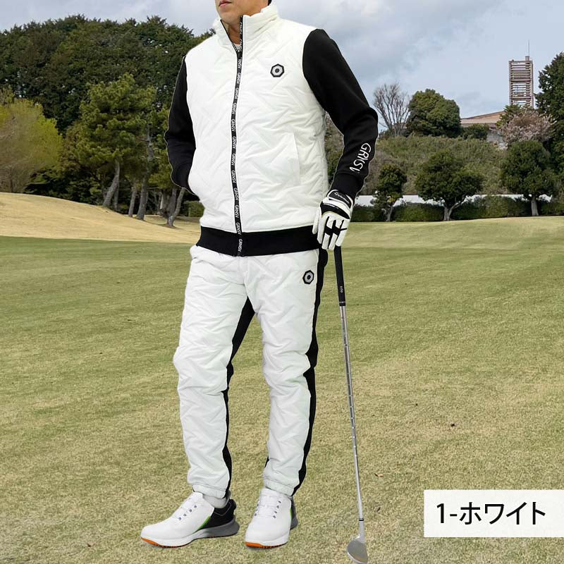 トップイズム TopIsm ゴルフ 中綿上下セットアップ メンズ ゴルフウェア GIORNO SEVEN ジョルノセブン アウター 中綿ジャケット ブルゾン ゴルフパンツ 秋冬 (2-ブラック) 2-ブラック