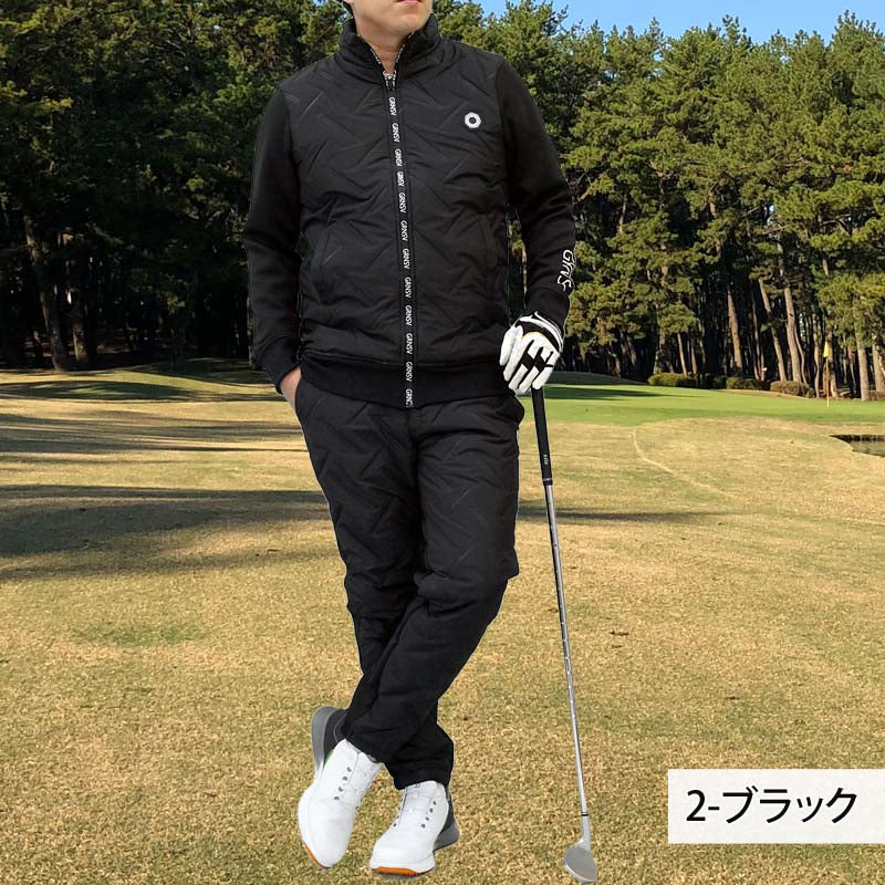 トップイズム TopIsm ゴルフ 中綿上下セットアップ メンズ ゴルフウェア GIORNO SEVEN ジョルノセブン アウター 中綿ジャケット ブルゾン ゴルフパンツ 秋冬 (2-ブラック) 2-ブラック