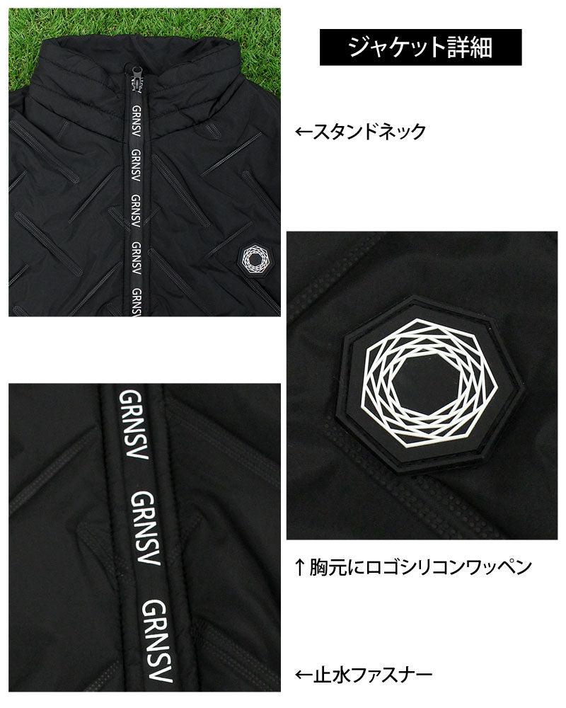 トップイズム TopIsm ゴルフ 中綿上下セットアップ メンズ ゴルフウェア GIORNO SEVEN ジョルノセブン アウター 中綿ジャケット ブルゾン ゴルフパンツ 秋冬 (2-ブラック) 2-ブラック