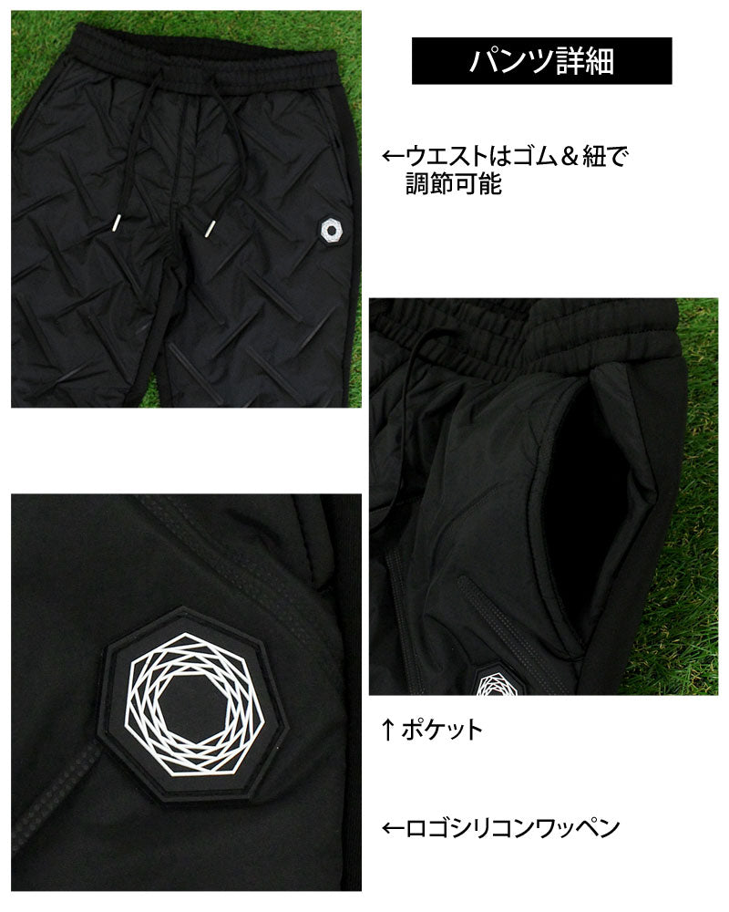 トップイズム TopIsm ゴルフ 中綿上下セットアップ メンズ ゴルフウェア GIORNO SEVEN ジョルノセブン アウター 中綿ジャケット ブルゾン ゴルフパンツ 秋冬 (2-ブラック) 2-ブラック