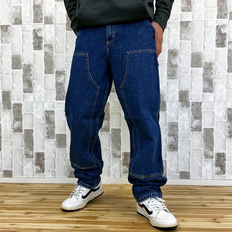 トップイズム TopIsm Carhartt カーハート WIP ワイドシルエット ダブルニーパンツ Double Knee Pant WIP I032699 デニムパンツ メンズ ブランド (7-ブルー(stone washed)) 7-ブルー(stone washed)
