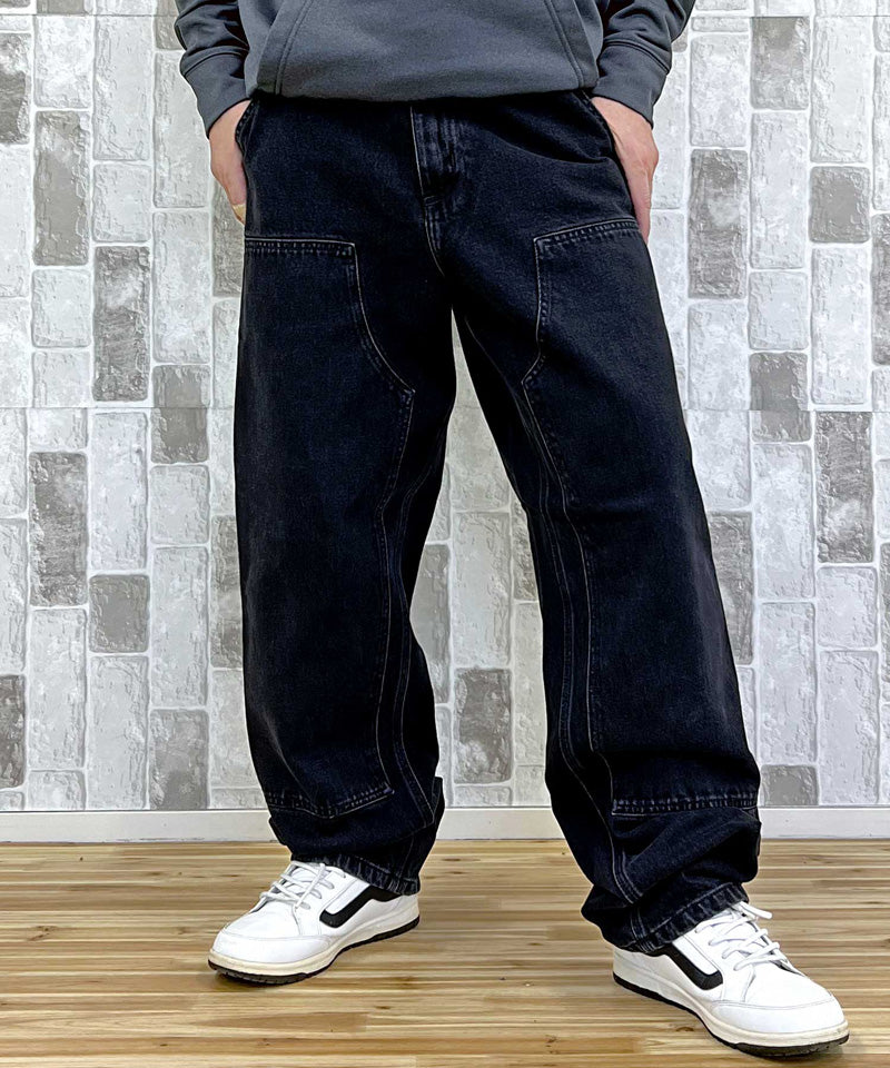 トップイズム TopIsm Carhartt カーハート WIP ワイドシルエット ダブルニーパンツ Double Knee Pant WIP I032699 デニムパンツ メンズ ブランド (7-ブルー(stone washed)) 7-ブルー(stone washed)