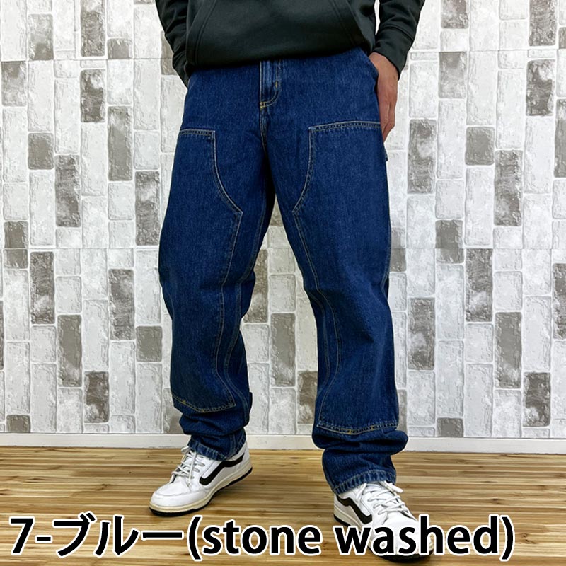 トップイズム TopIsm Carhartt カーハート WIP ワイドシルエット ダブルニーパンツ Double Knee Pant WIP I032699 デニムパンツ メンズ ブランド (7-ブルー(stone washed)) 7-ブルー(stone washed)