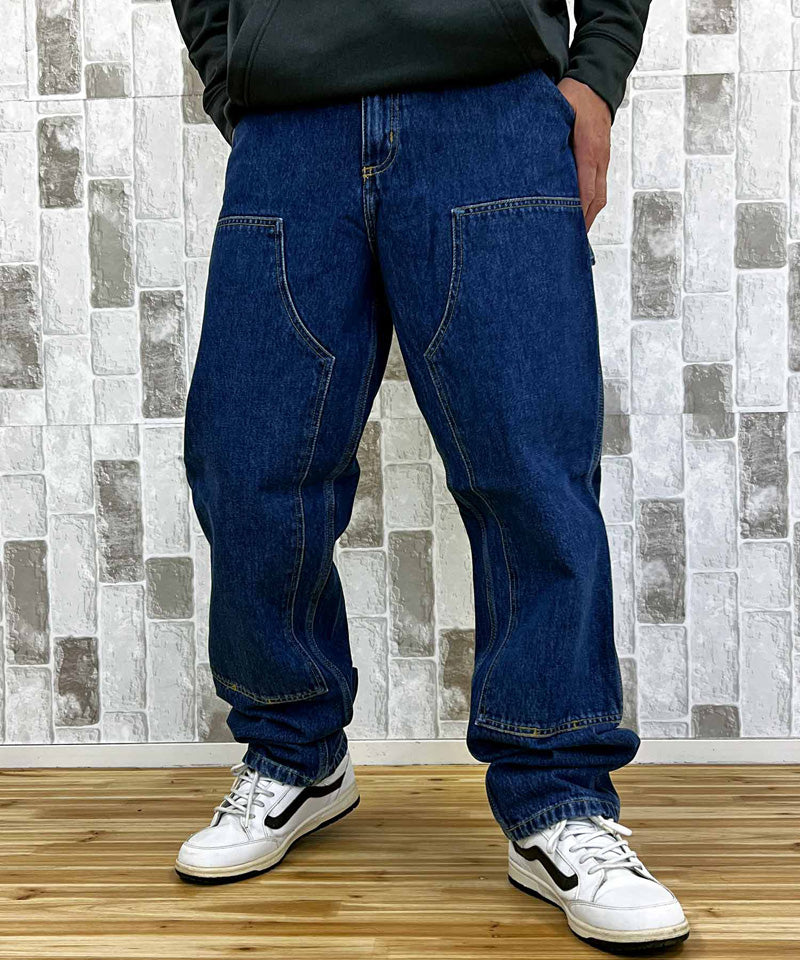 トップイズム TopIsm Carhartt カーハート WIP ワイドシルエット ダブルニーパンツ Double Knee Pant WIP I032699 デニムパンツ メンズ ブランド (7-ブルー(stone washed)) 7-ブルー(stone washed)
